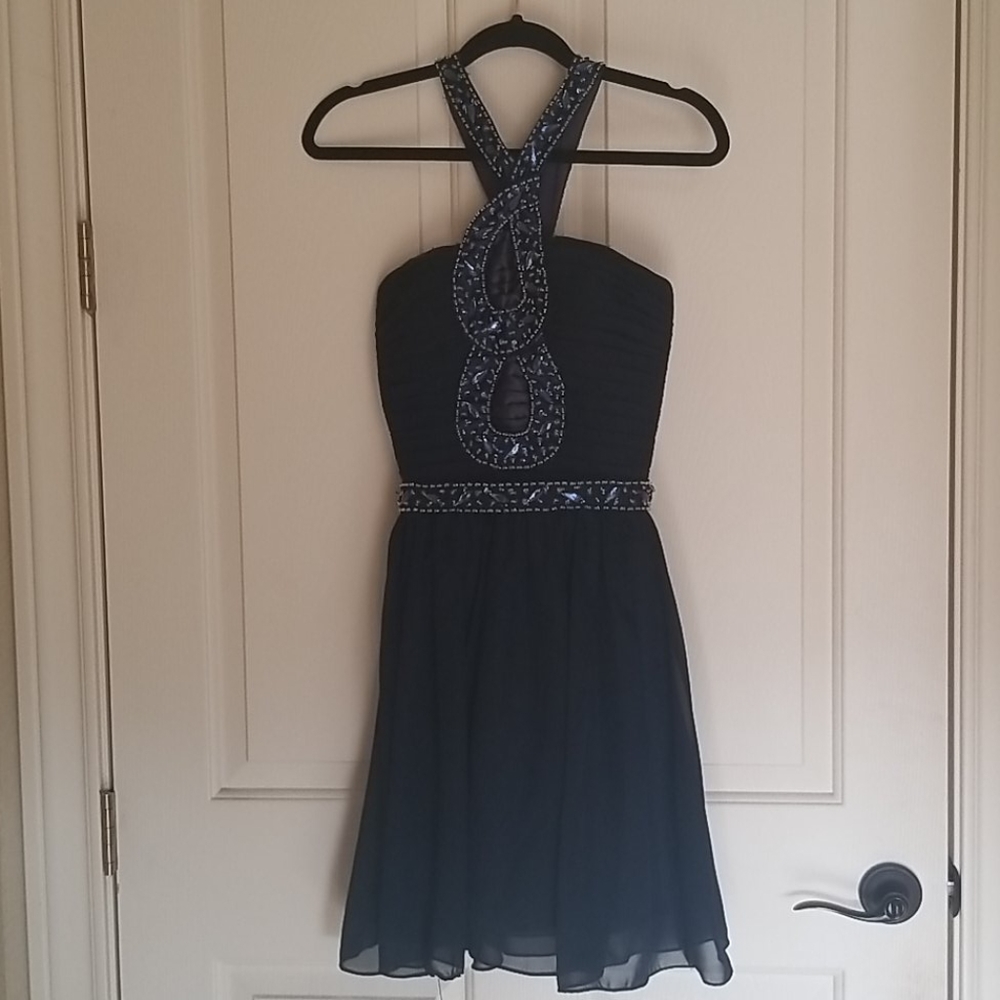 Midnight Blue sleeveless homecoming dress